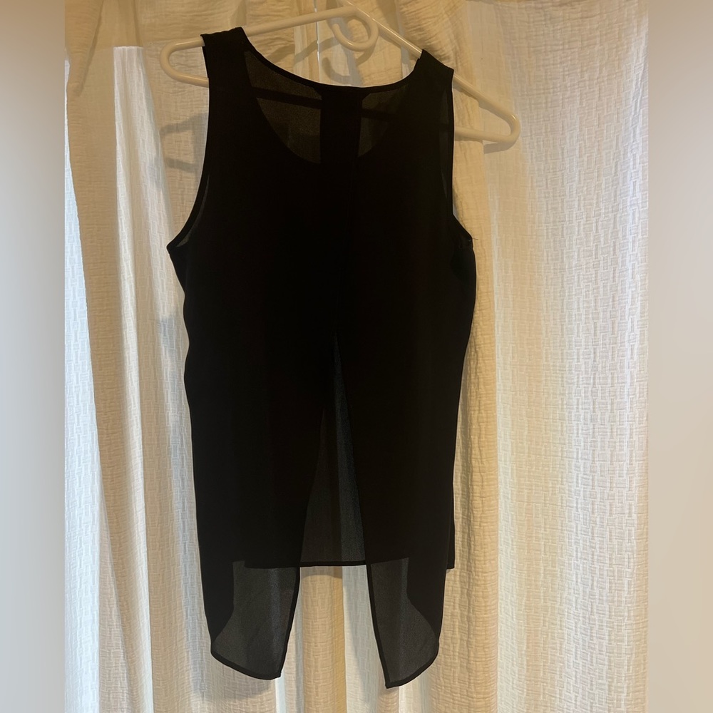 Express Black Sleeveless Sheer Hem Blouse Size S